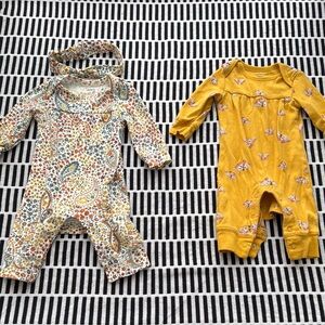 Baby Romper Set - Floral and Mustard